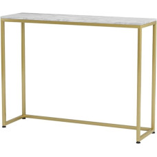 Konsolentische Flur Metall Eisen Sofatisch Schmaler Konsolentisch Marmortischplatte Stabile Basis Wohnzimmer Marmor Langer Tisch Gegen Die Wand Konsolentisch,Gold 120x30x75cm