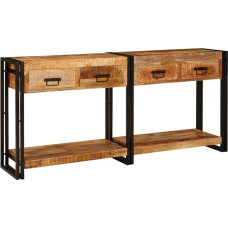 Gecheer Konsolen-Tische 2 pcs Braun Massives, grobes Mangoholz Moderne Eingangstisch Beistelltisch für Flur Schlafzimmer oder als Ankleidekommode