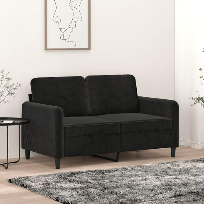 LAPOOH 359437 2-Seater Sofa, Black, 120 cm, Velvet, Lounge Sofa, Sofas & Couches, Relax Sofa, Couch for Living Room, Couch with - 359437