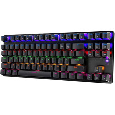 LexonElec Mechanical Gaming Keyboard Compact 87 Keys Full Anti-Ghosting Function Mechanical Computer Keyboard 24 Modes Backlit USB Cable Blue Equivalent Switch for PC