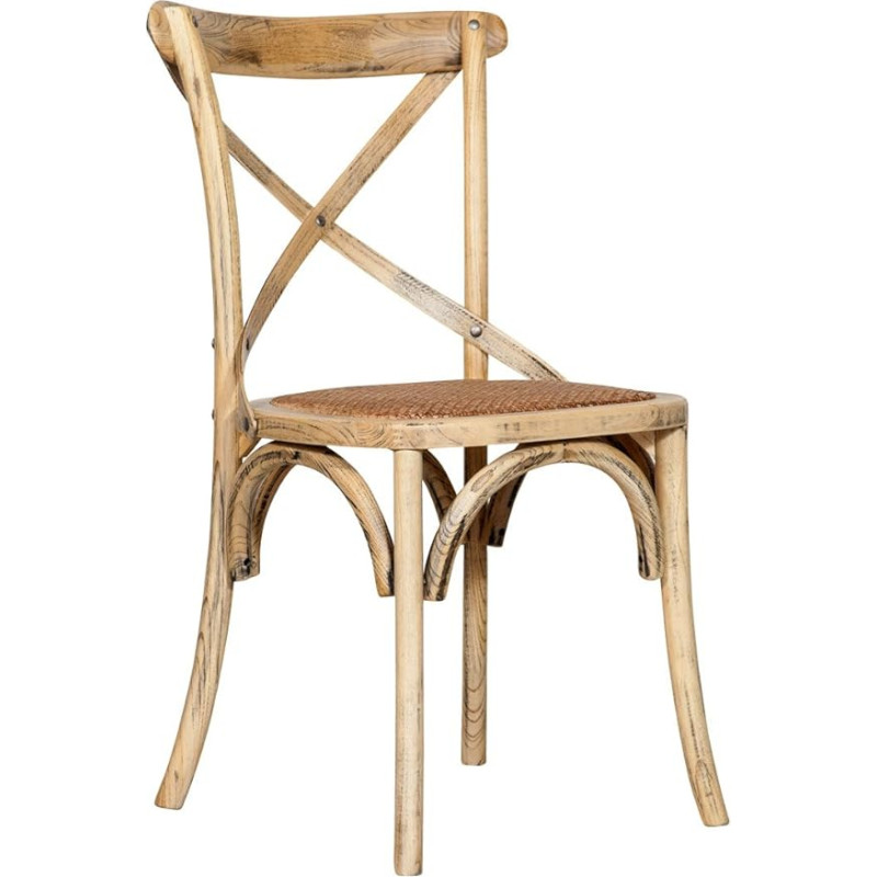Biscottini Wooden Dining Room Chairs Country House Style Furniture 84 x 42 x 46 cm - Kitchen Chairs Wood - Rattan Chairs Dining Room Furniture Vintage - Bistrot Rattan Chair - Retro Kitchen Furniture