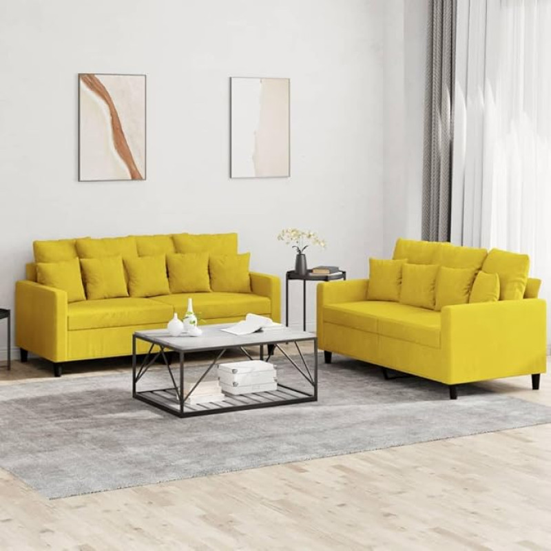 qohoio 3201706 2-Piece Sofa Set with Cushion Sofa Living Room Sofa Set Sofas for Living Room Yellow Velvet