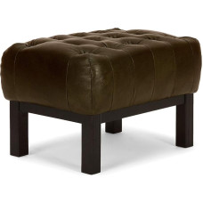 Woodkings® Chesterfield Kingsfield Stool Real Leather Antique Brown Leather Stool Design Stool Spring Core Unique Foot Stool English Style Stool for Wing Chair