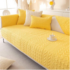 Rutschfestes L-förmiges Sofabezug-Set für 3/2/1/4-Sitzer, waschbar, dick und gelb, Ecksofa-Schonbezüge, Schutz, Sektional-Couchbezug, 110 x 180 cm