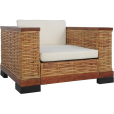 SKM 2-TLG. Sofagarnitur mit Auflagen Braun Natur Rattan, Weight: 66.3 kg, 278618