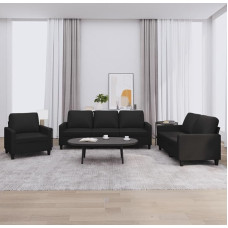 SECOLI Sofa Set 3 2 1 Living Room Sofa Set 3 Seater + 2 Seater + Armchair Sofa Sets Sofa Living Room Sofas & Couches 3 2 1 Set Black Faux Leather 3-Piece