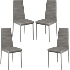 Dining Room Chairs, Set of 4, Dining Room Chairs Modern, Faux Leather Cover, High Backrest, Comfortable Dining Room Chair, Faux Leather Chair, SGS Tested (4, Grey)