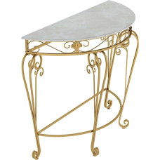 SXKLYRF Console Table, Regal Flur, Moderner Konsolentisch mit Metallrahmen und MDF-Platte in Marmoroptik, Halbmondförmiger Eingangstisch für Wohnzimmer(Gold,80x40x80cm/31x16x31in)