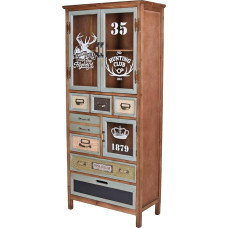 New York Apartment Showcase Cabinet - Industrial Loft Cabinet | Wood & Glass | 5 Drawers & 3 Doors | Patchwork Display Cabinet LOF084 Palazzo Exclusive