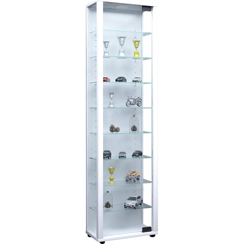 VCM Edana Maxi Standing Glass Display Cabinet with Tempered Safety Glass Dimensions Approx. H 115 x W 33 x D 18 cm Modern and Space-Saving Glass Display Cabinet White