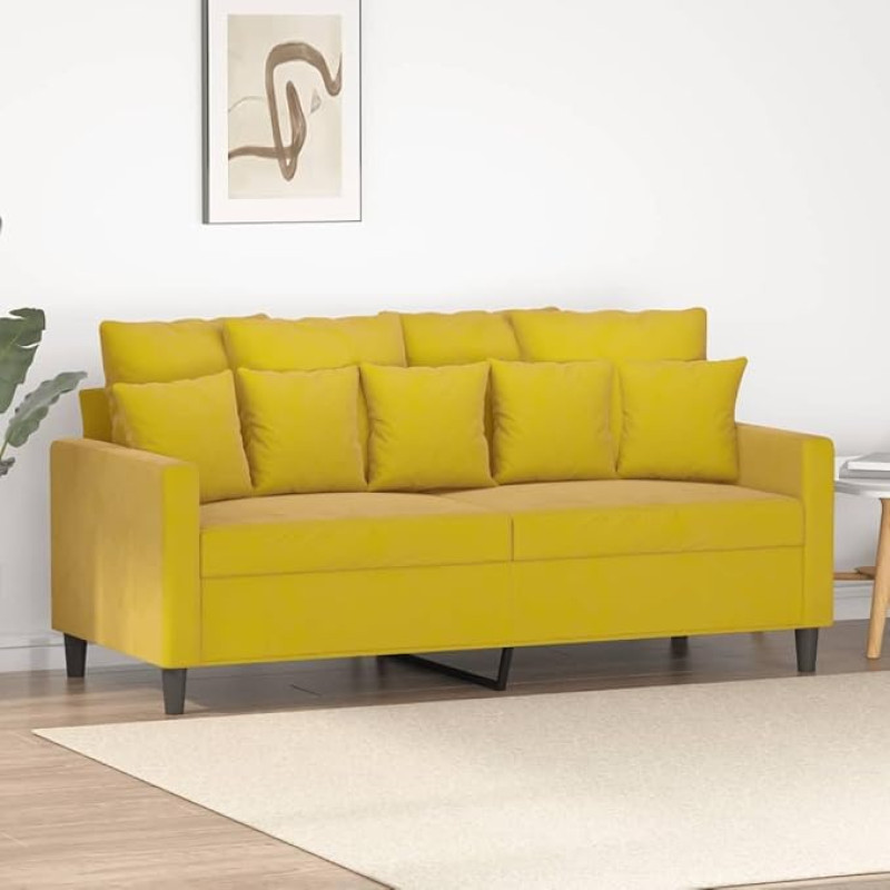 qohoio Loveseat 359309 2-Seater Sofa Couch 2-Seater Loveseats Yellow 140 cm Velvet