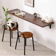 ZDFTGKM Faltbarer Wandschreibtisch bringt Hocker, Waschraum schwimmender Klapptisch, hölzerne Tropfplatte Schreibtisch, kleine herunterklappbare Werkbank, für Küche Waschraum Badezimmer Schlafzimmer