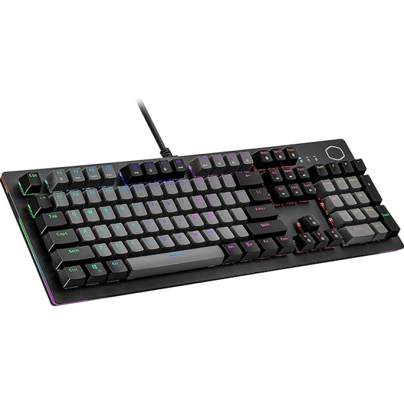 Cooler Master CK352 Mechanical Gaming Keyboard with Optical Switches - Red Switches (Hot-Swap) Full NKRO RGB per Button (MasterPlus) Wrist Rest Full Size Keyboard with Wired QWERTZ