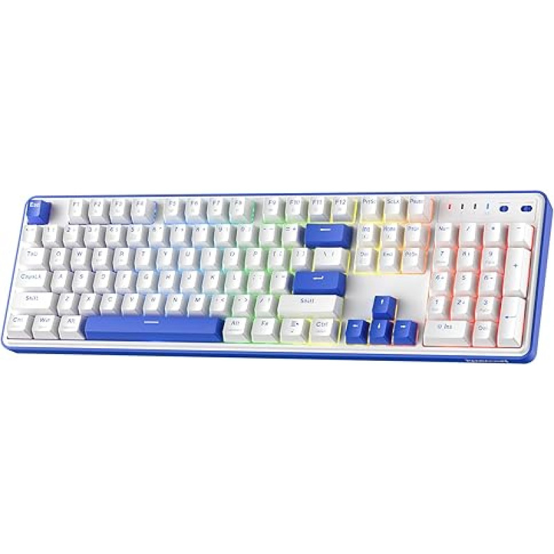 Redragon K685 PRO 104 Keys Wireless Gasket RGB Gaming Keyboard, 3 Modes 100% Layout Keyboard with Hot Swap Base, Sound-Absorbing Pads and Linear Red Switches, Small Blue & Oia White