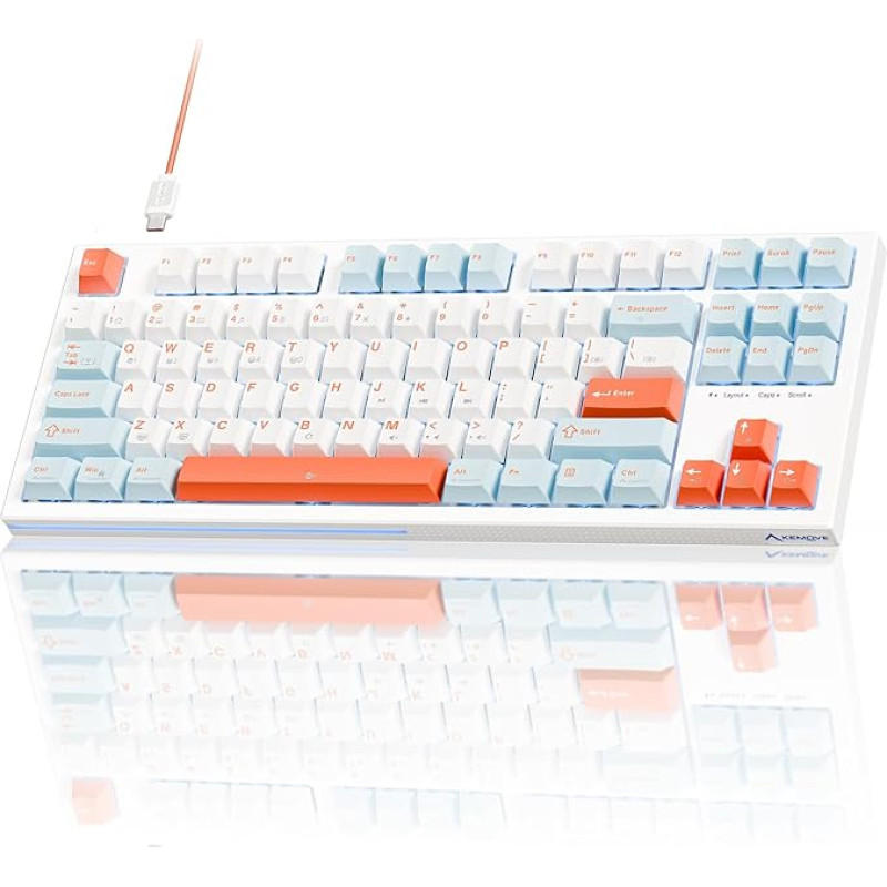 KEMOVE K87SE TKL Mechanical Gaming Keyboard, Blue Switch, LED Backlight, US QWERTY Layout, 75% Wired Keyboard, Programmable Keys, NKRO, Removable USB-C Cable