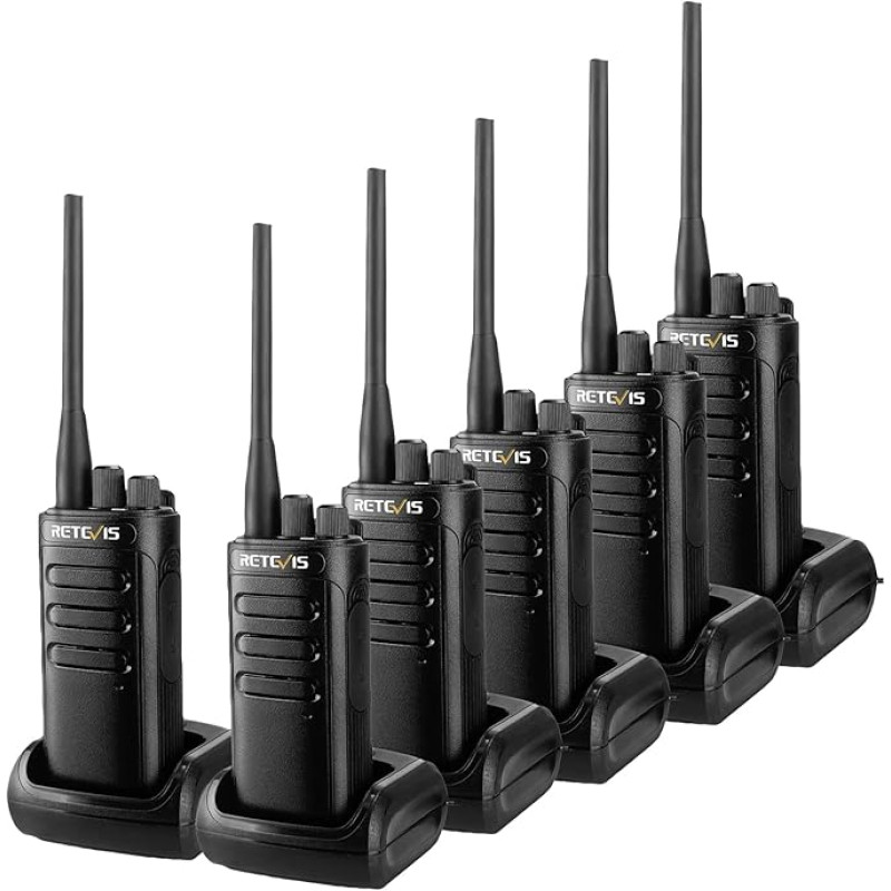 Retevis RB85 Professional Walkie Talkies, AI mürasummutusega kahesuunaline raadioside suure ulatusega, 2000 mAh laetav käeshoitav raadiosaatja ehitusplatsil (must, 6 tk)