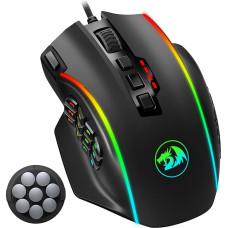 Redragon Gaming Mouse, MMO Gaming Mouse UP 16,000 DPI, 16 Macro Programmable Buttons, RGB Gaming Mouse with 12 Side Buttons, 8 x 2.4 g Weight Tuning for PC Laptop MOBA FPS, M901K, Black