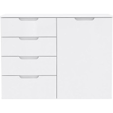 Newface Modern Wooden Chest of Drawers with High-Gloss Front, High-Gloss White