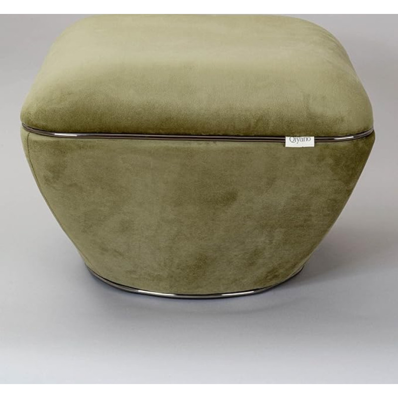 Qiyano Pouf Stool Large Soft Velvet Cover in Green Modern Square Comfortable for Living Room Bedroom Faux Leather Decoration in Graphite Height Approx. 43 cm Colour: Green