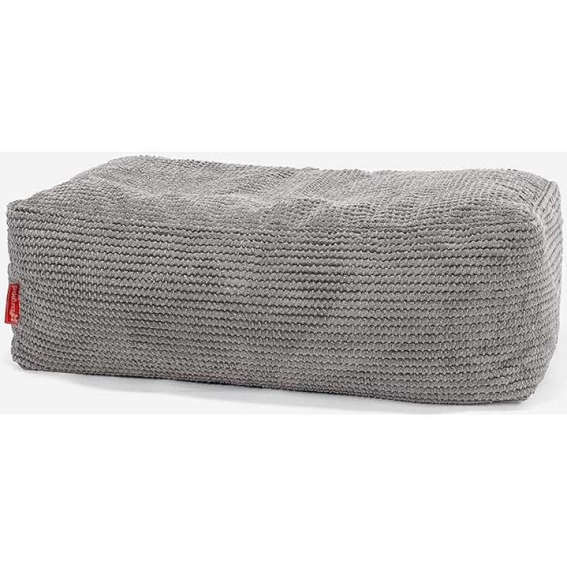 Lounge Pug Large Footstool Pouf, Anthracite Pom-pom Waffle Fabric, Pouf, Pouf Bean Bag Stool Living Room