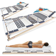Matratzen Perfekt 7-Zone Orthopaedic Slatted Frame, 100 x 200 cm, Set of 2 - Slatted Frame with Head and Foot Adjustment, Hardness Adjustment, Rubber Hangings and 44 Slats