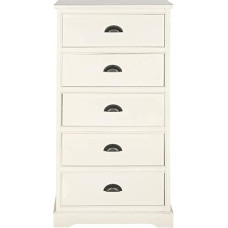 SAFAVIEH Modern Wooden Storage Chest with 5 Drawers, White, 60 x 35 x 120 cm