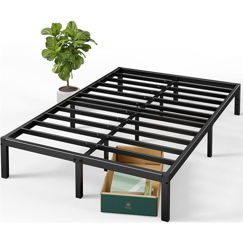 Zinus Elias Metal Platform Bed Frame 36cm High Compatible with Headboard Steel Frame Easy Assembly