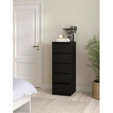 Dmora Joelle Chest of Drawers, Multipurpose Cabinet, Bedroom Chest of Drawers, 50 x 40 x 111 cm, Black