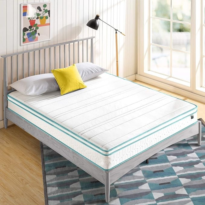 Zinus Mattress 150 x 190 cm - Height 20 cm - Memory Foam and Feathers Mattress - Hybrid Mattress
