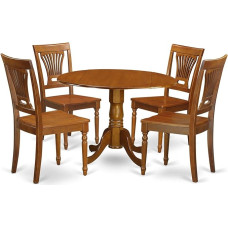 East West Möbel DLPL5-SBR-W Wood Seat Brown