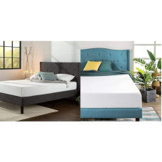 ZINUS Shalini Bed, 140 x 200 cm, 35 cm Padding, Dark Grey, Green Tea Memory Foam Mattress, Adjustable Orthopaedic 7-Zone Mattress, 140 x 200 cm, Height 20 cm