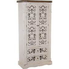 DRW Madera Y Dm Cupboard with 2 Doors and 2 Drawers in Wood and MDF Carved in Antique White, 85 x 40 x 170 cm, Vejecido