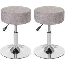 Mendler HWC-C22 Set of 2 Stool / Make-Up Stool Height-Adjustable Diameter 35 cm Imitation Suede Vintage Grey