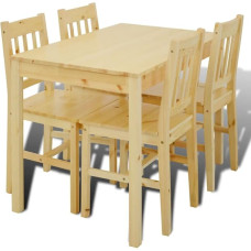 vidaXL Wooden Dining Table with 4 Chairs Natural