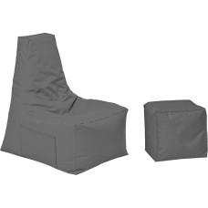 MB MILLINDABAG Optimal Bean Bag with Backrest & Stool for Children and Adults Armchair Cushion Indoor & Outdoor Gaming Suitable for Gaming & Already Filled Seat Cushion Floor Cushion (Anthracite)