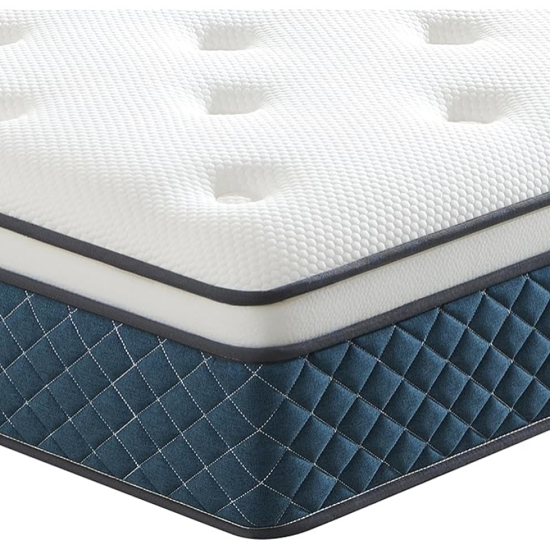 Hiimgo Single Mattress, Pocket Spring Mattresses with Soft Fabric, Medium Firm Mattresses for Pressure and Back Pain Relief, Mattress in a Box (90 × 190 × 27 cm)