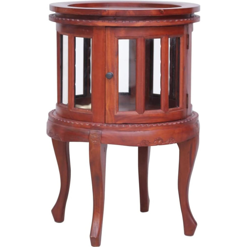 vidaXL Mahogany Wood Solid Display Cabinet with 1 Tray, 2 Doors, 1 Compartment, Side Table, Tea Cabinet, Bar Cabinet, Tea Table, Display Cabinet, Brown, 50 x 50 x 76 cm