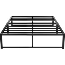VECELO Metal Bed Frame 140 x 190 cm with Metal Slatted Frame for Adults, Teenagers, Easy Assembly
