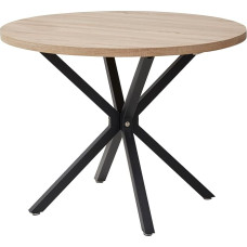 TTATC Round Dining Table with 100 cm Thick MDF Board, Kitchen Dining Table with Four Metal Legs, for 4-6 People, for Dining Room, Living Room, Kitchen, Light Brown