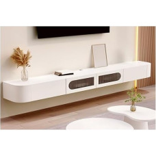Console Tables Hallway Slim Behind Sofa Table Modern Floating TV Cabinet Wall Mounted with Drawers and Door, White Media Console Entertainment Center Stand Ho
