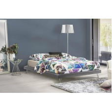 Talamo Italia - Isabella Fabric Double Bed with Feet - 100% Made in Italy - Suitable for Mattress 160 x 190 cm - Grey