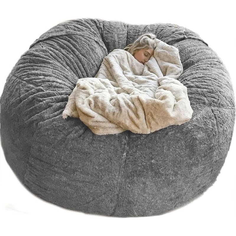 Giant Sherpa Bean Bag Chair Cover, Ultra Soft Bean Bag Bed (No Filler, Cover Only), Large Round Soft Fluffy Bean Bag for Adults, Machine Washable, Large Bean Bag Cover