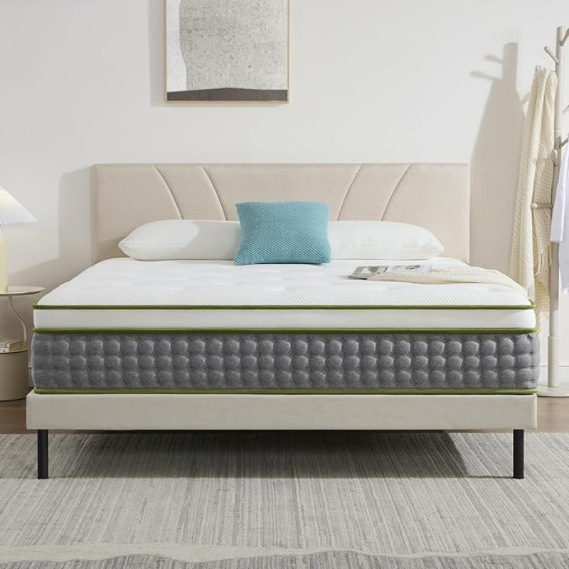 Hiimgo Single Mattress, Hybrid Pocket Spring and Memory Foam Mattress, 10.6