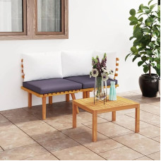 Homgoday Garden Sofa Set 2 Pieces with Solid Acacia Wood Cushions Furniture Set for Sofa Bed Living Room Sofa Modern Set for Outdoor Sofas Garden Model 316266