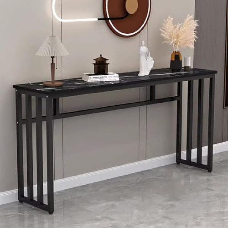 Console Sofa, Narrow Console Table, Console Table, Modern Minimalist Console Table, Sofa Table with Steel Frame and Shelf, Golden Metal Legs, Narrow Hallway Table (Colour