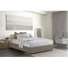 Talamo Italia - Maria Double Bed, Container Bed with Fabric Cover, 100% Made in Italy, Front Opening, Suitable for Mattress Cm 160 x 200, Turtledove