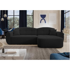 AXLIVING Nubio 282cm Wide Corner Sofa with Sleep Function - Black Couch
