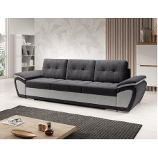 MODERNO Enzo 3-Seater Sofa with Sleep Function, Couch Sofa Bed with Bed Box, Sofa Bed, Modern Furniture for the Living Room, Sofa Set, Velour Fabric, Quilted Sofa, Black, Grey