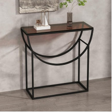 HSWOYEA Console Sofa Table Modern Entrance Table with Metal Frame Crescent Moon Tempered Glass Table Top for Living Room Hallway (Color : Black, Size : 80 x 30 x 80 cm)