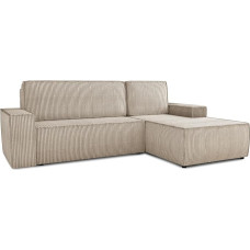 Totti L Corner Sofa with Sleep Function and Bed Box, Cord Fabric, L-Shape Couch, Upholstered Sofa, Sofa Bed, Sofa Set (Beige (Poso 100), Corner Sofa Right)